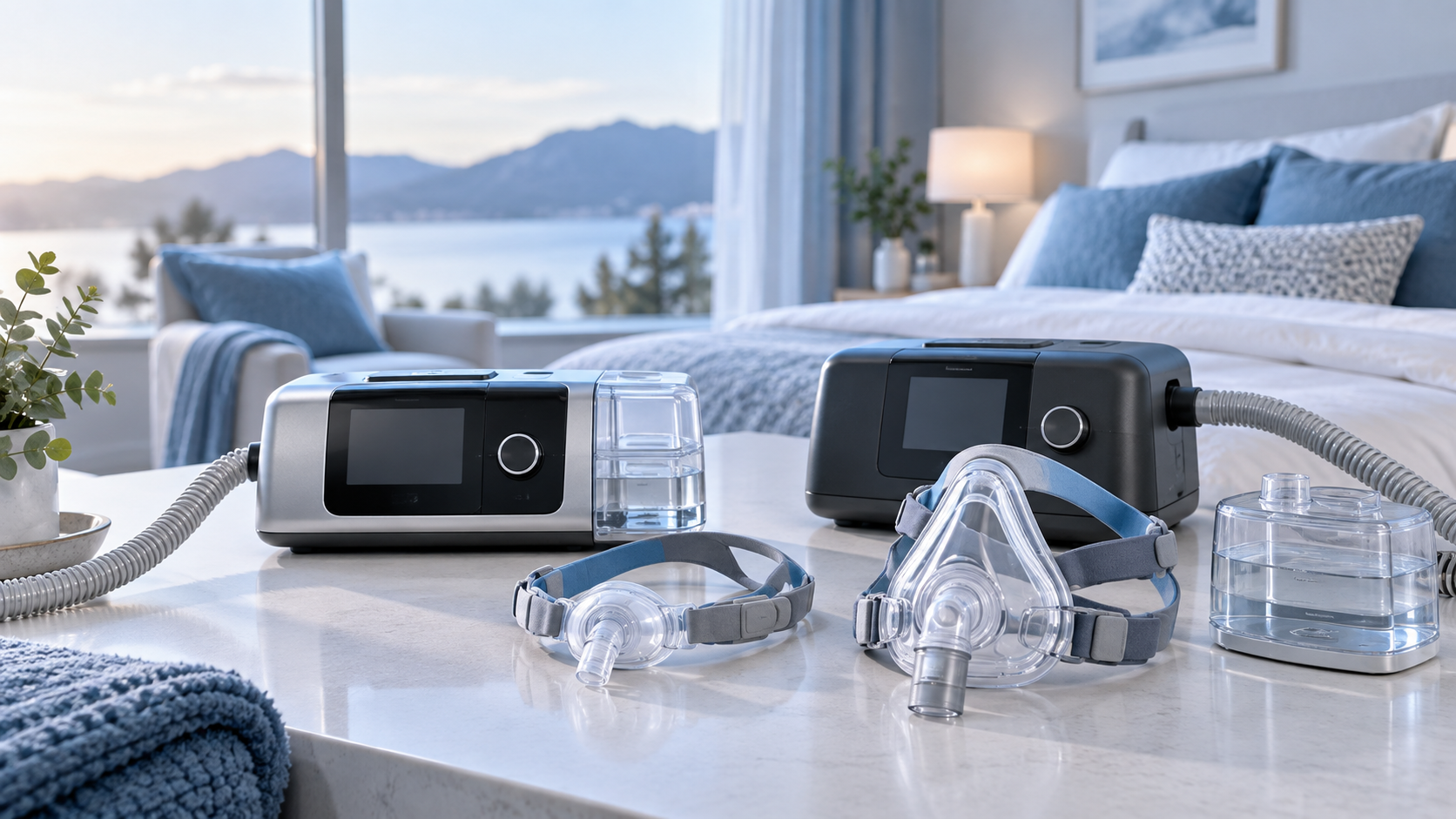 Современные CPAP и BiPAP аппараты с масками и увлажнителями